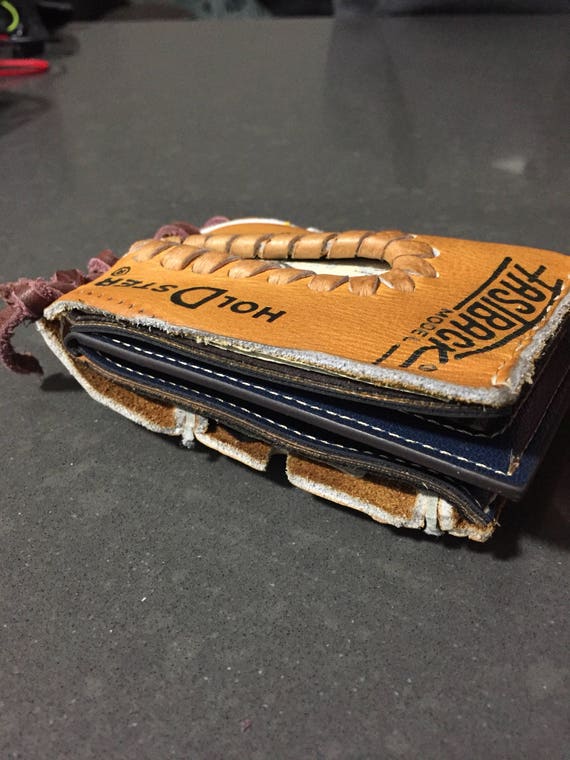 Items similar to Handmade Custom Baseball Glove Leather BiFold Wallet