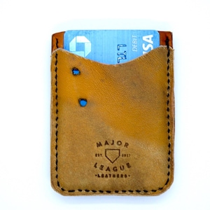 Billetera minimalista de cuero de guante de béisbol - 100% handmade Guante de béisbol De cuero Minimalista Wallet