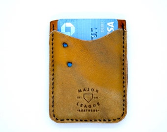 Billetera minimalista de cuero de guante de béisbol - 100% handmade Guante de béisbol De cuero Minimalista Wallet
