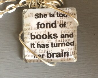 Louisa May Alcott book quote necklace