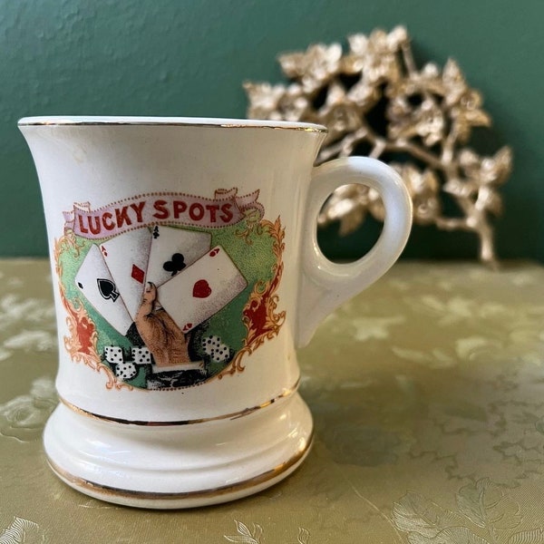 Vintage “Lucky Spots” Vegas/Deck of Cards Mustache Mug