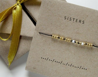 SISTERS Morse-Code Armband | Morse-Code Schwester Schmuck | Geschenk für Schwägerin | Schwester Geburtstagsgeschenk | Schwestern Armband | tolle Schwester