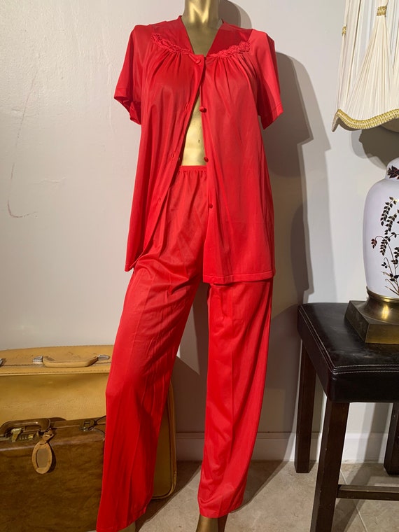 Vintage Vanity Fair Red Pajamas, 1980s - image 2