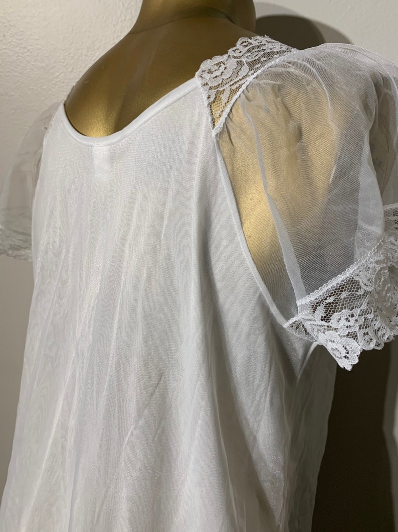 Sandra Dee Sheer Shouldered Nightgown White With Lace Detail - Etsy