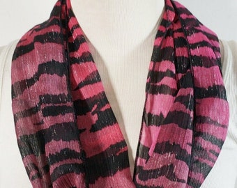 Infinity scarf, purple and red theme , beautiful floral prints, animal print, chiffon