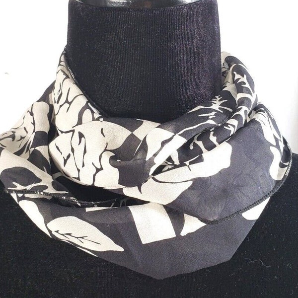 Scarf, 100% silk, infinity scarf, beautiful polka dots, blue/white or beautiful floral on white, purple w/neon green