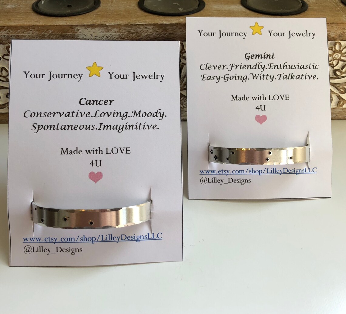 Zodiac Constellation Cuff Bracelets Aquarius Aries Gemini Etsy