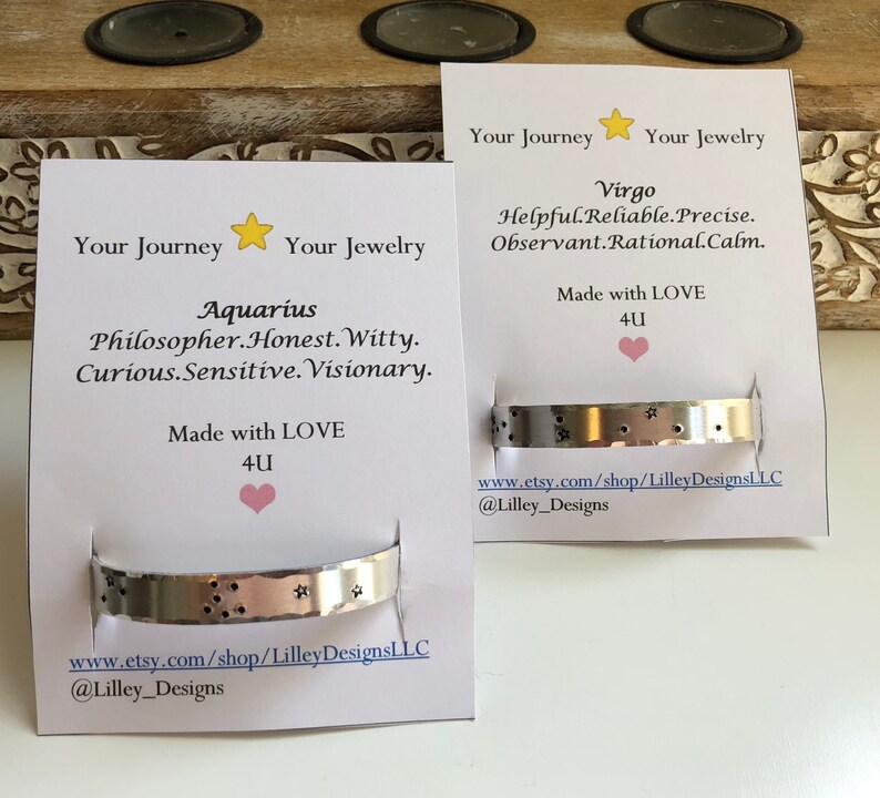 Zodiac Constellation Cuff Bracelets Aquarius Aries Gemini Etsy