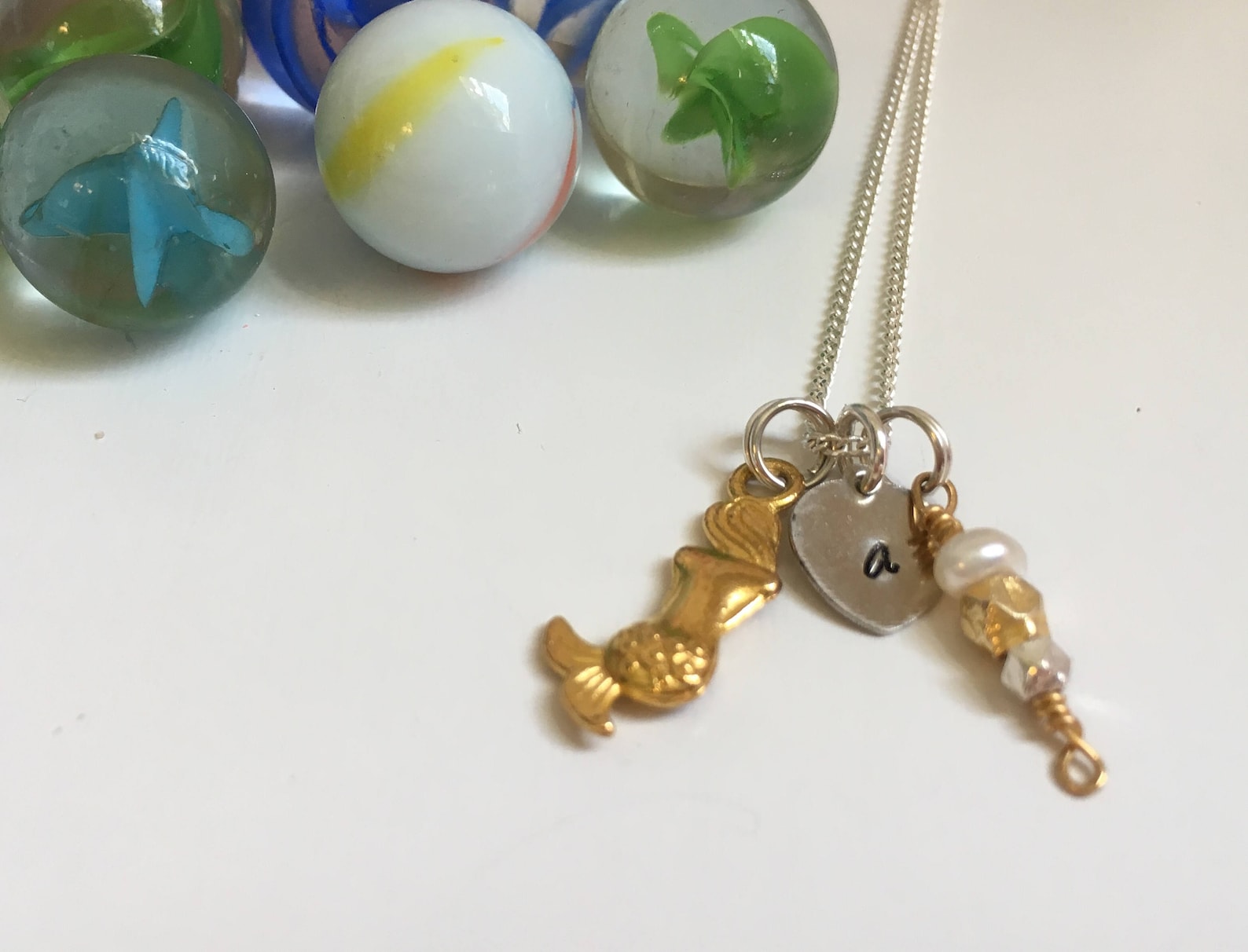 girl's charm necklaces: fairy, mermaid, ballet, dinosaurs (children's collection)
