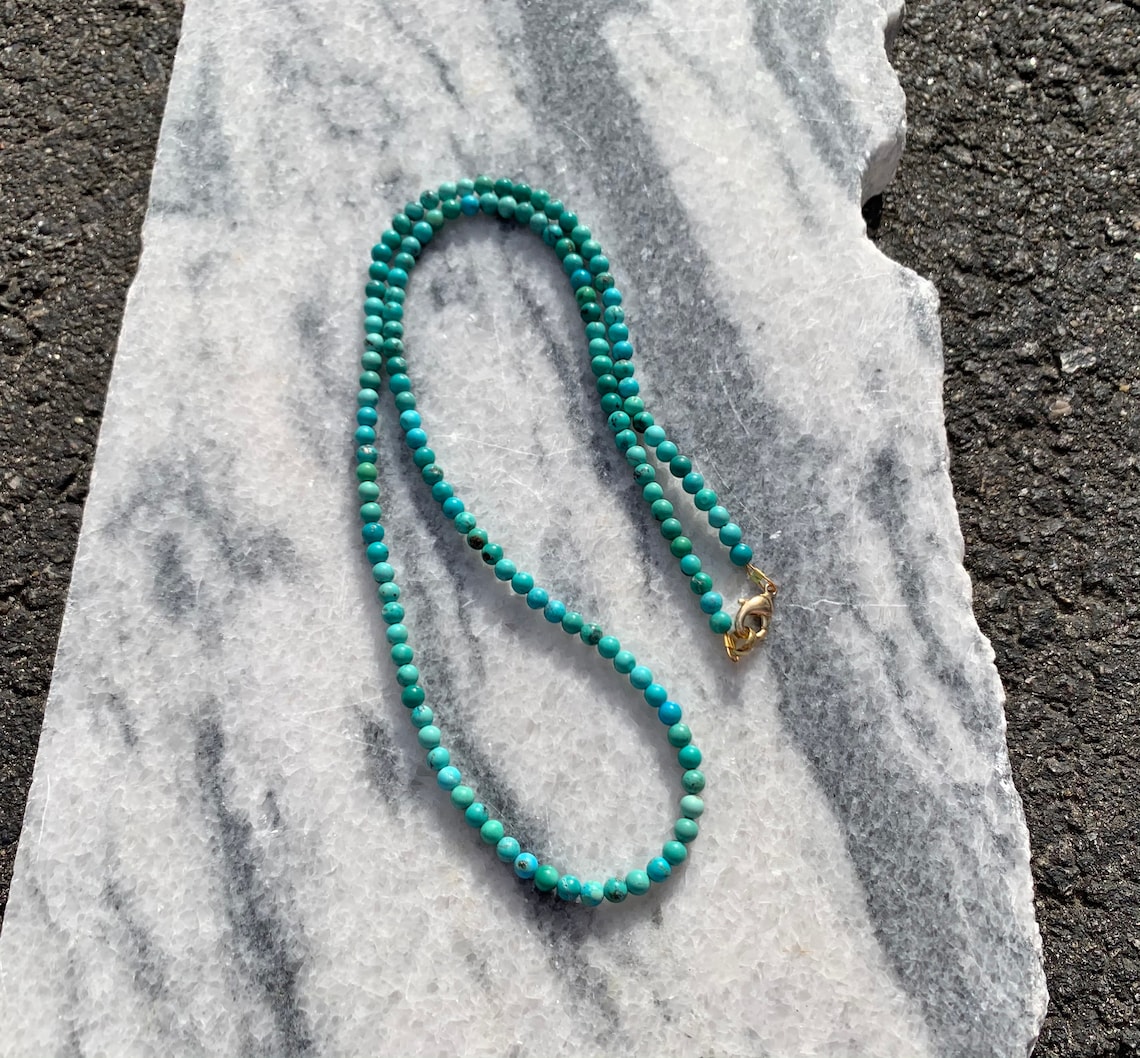 Mens 4mm Turquoise Beaded Necklace Mens Collection | Etsy