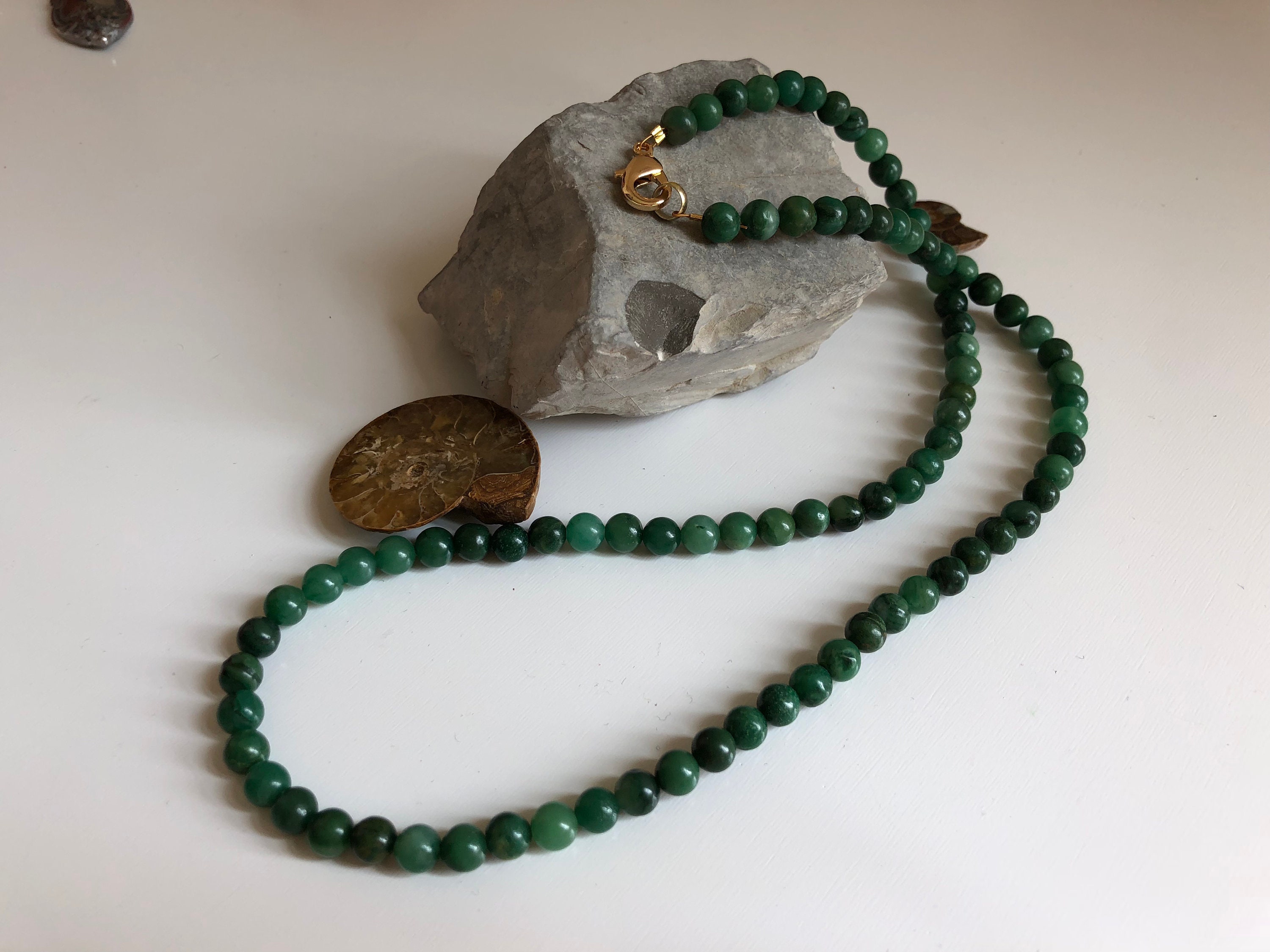 Mens 6mm Green Jade Necklace Etsy