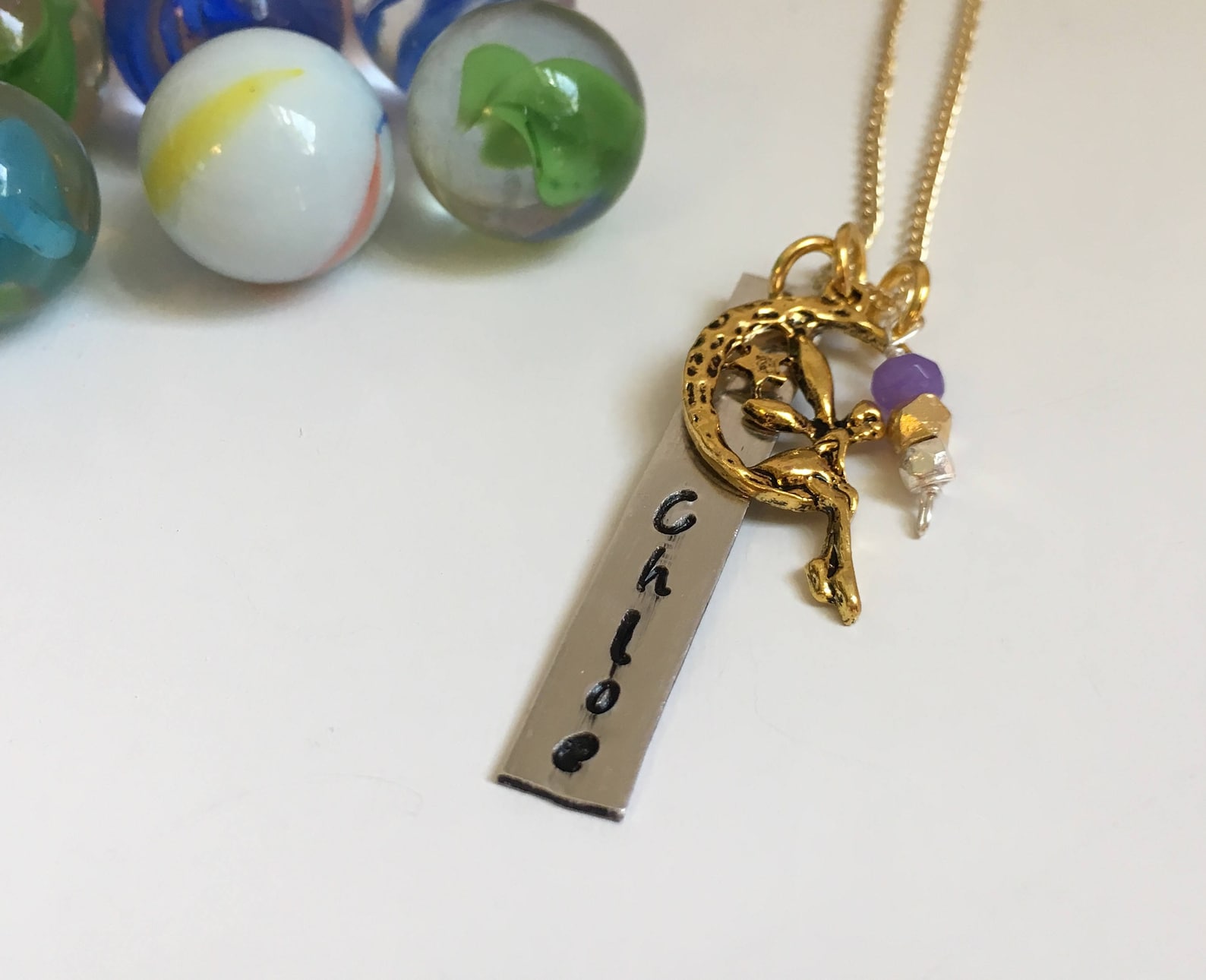 girl's charm necklaces: fairy, mermaid, ballet, dinosaurs (children's collection)