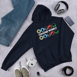 Magic the Gathering Felpa con cappuccio, mtg mana Scegli saggiamente t-shirt, controllo mtg, Regali RPG per geek, Regalo per giocatori di carte mtg, Felpa con cappuccio mtg divertente