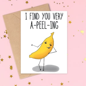Ich finde Sie sehr apeelig! | Kawaii Punny Lovey Süße und Lustige Hand gezeichnete Grußkarte mit passendem Umschlag