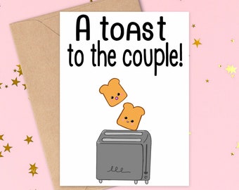 A Toast to the Couple | Cute Wedding Card featuring a cute toaster drawing perfect for the new couple or Anniversary Card | Kawaii Wedding