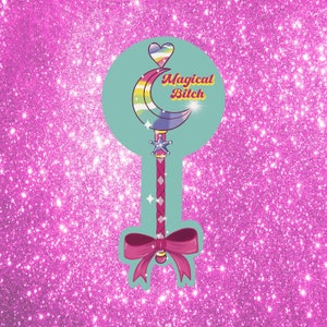 Sailor Magical Bitch Kawaii Moon wand sticker