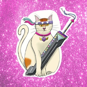 Sailor Chonk Samurai Kawaii Cat sticker - Cat Warrior Sticker