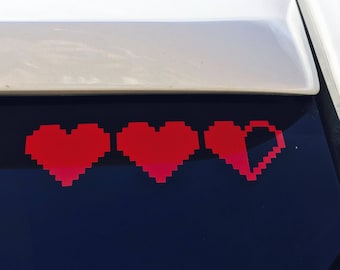 Life Meter Hearts Vinyl Decal: Gamer Car/Laptop Sticker