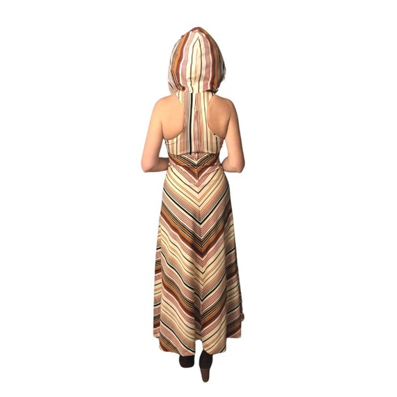 Seventies brown maxi hooded dress - image 3