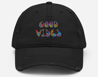 Good Vibes Distressed Dad Hat