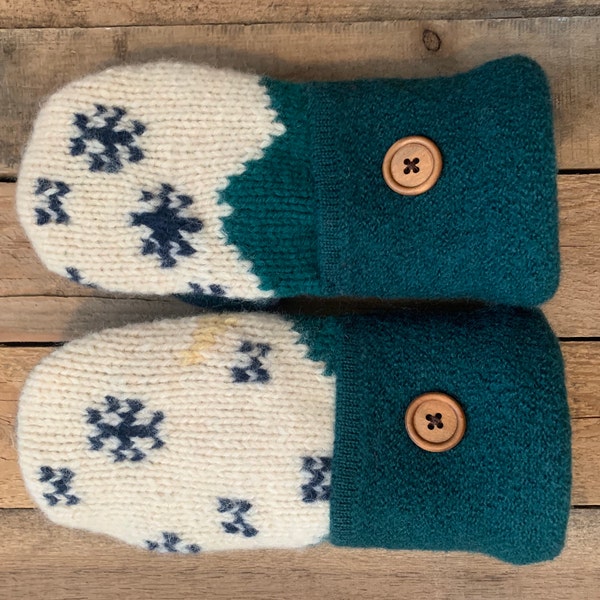 Mitaines pull en laine/Mitaines multicolores/Fleece Lined/Handmade Mittens/Femmes et Teen Mittens.  TAILLE MOYENNE
