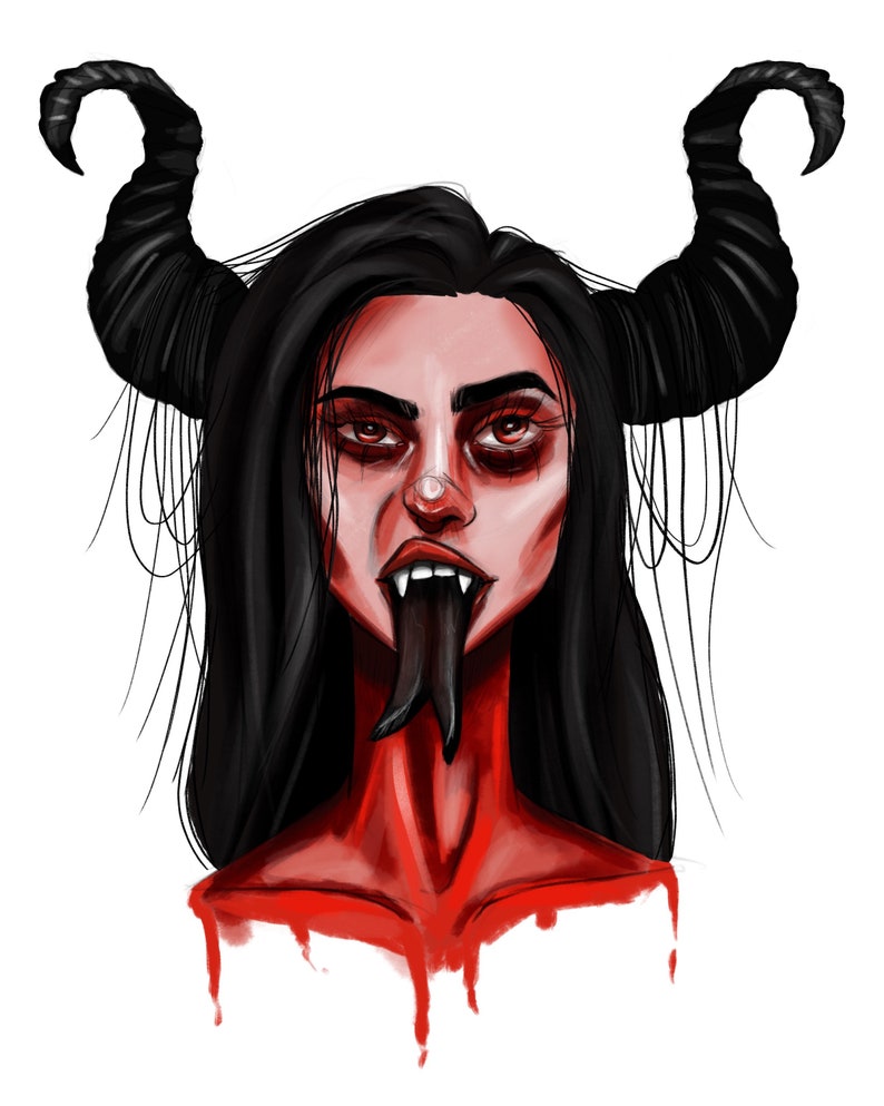 She Devil Art Print Dark Art Spooky Art art Print Wall Etsy Ireland