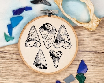 Shark Teeth Embroidery Pattern PDF, Anatomical Hand Stitching
