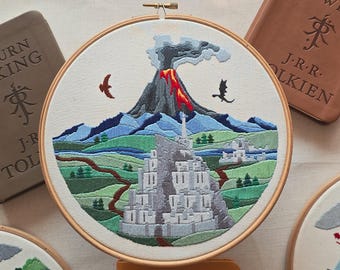 Mordor & Minas Tirith Stained Glass Embroidery Pattern PDF