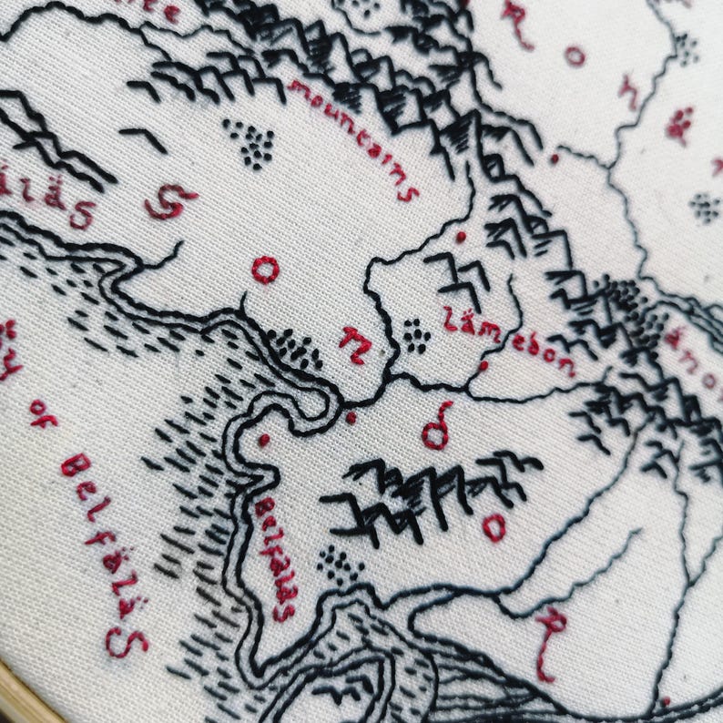 Rohan Gondor Map Embroidery Pattern PDF, Lord of the Rings Map Section ...
