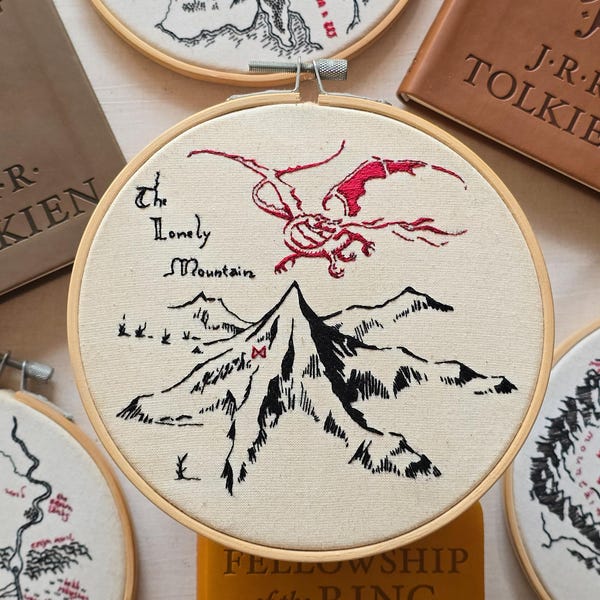 Lonely Mountain Map Embroidery Pattern PDF, Smaug, The Hobbit