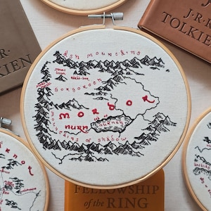 Mordor Map Embroidery Pattern PDF, Lord of the Rings Map Section image 1