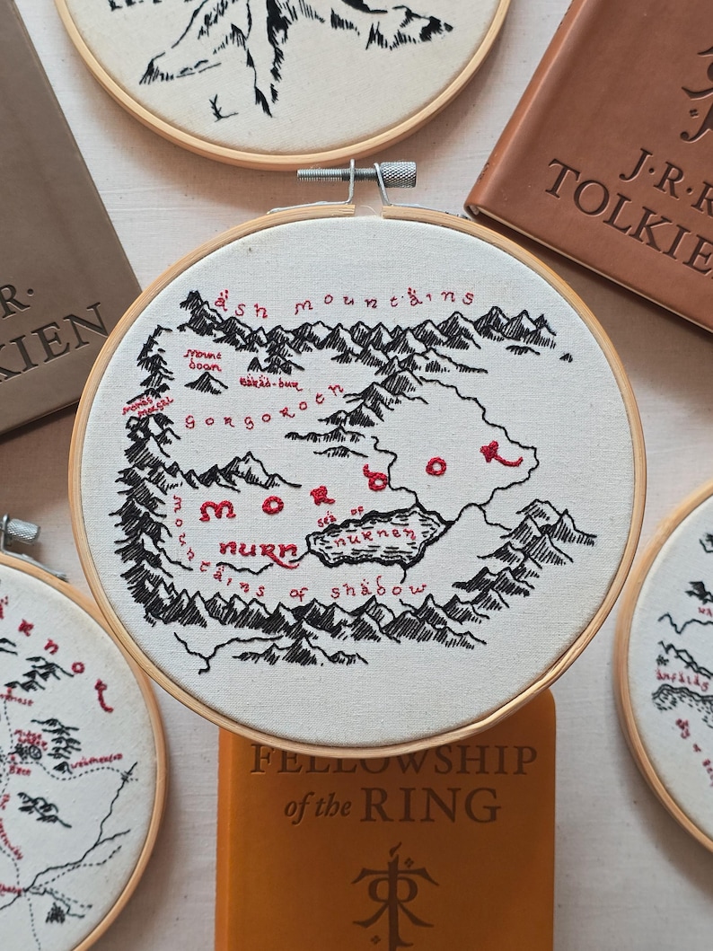 Mordor Map Embroidery Pattern PDF, Lord of the Rings Map Section image 1