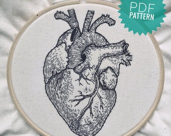 Human Heart Anatomical PDF Embroidery Pattern
