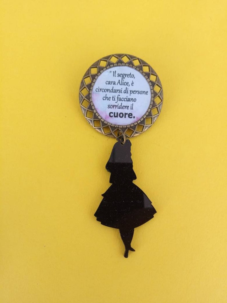 Alice In Wonderland Brooch Personalized Brooch Plexiglass Jewelry