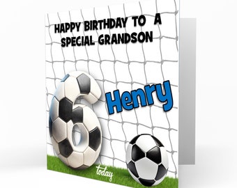 Personalised 6th Birthday Card for Boys, Football, Son, Grandson, Brother, Nephew C673