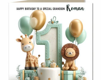 1st Birthday Card For Boys, Grandson, Son, Nephew, Brother, Personalised Z617