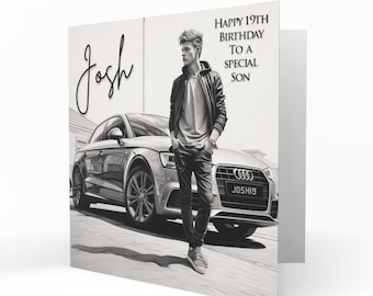 Personalised Birthday Card, Boys, Teenager, Grandson, Son, Brother, Boy Racer, Car,  17th 18th 19th 20th 21st  C545