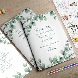 Wedding Activity Pack For Kids, Book Children's Personalised Favour, A6 Size, Staple Bound, Eucalyptus, Sage Green, WEB12