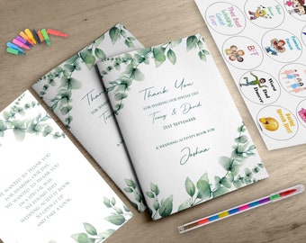 Wedding Activity Pack For Kids, Book Children's Personalised Favour, A6 Size, Staple Bound, Eucalyptus, Sage Green, WEB12