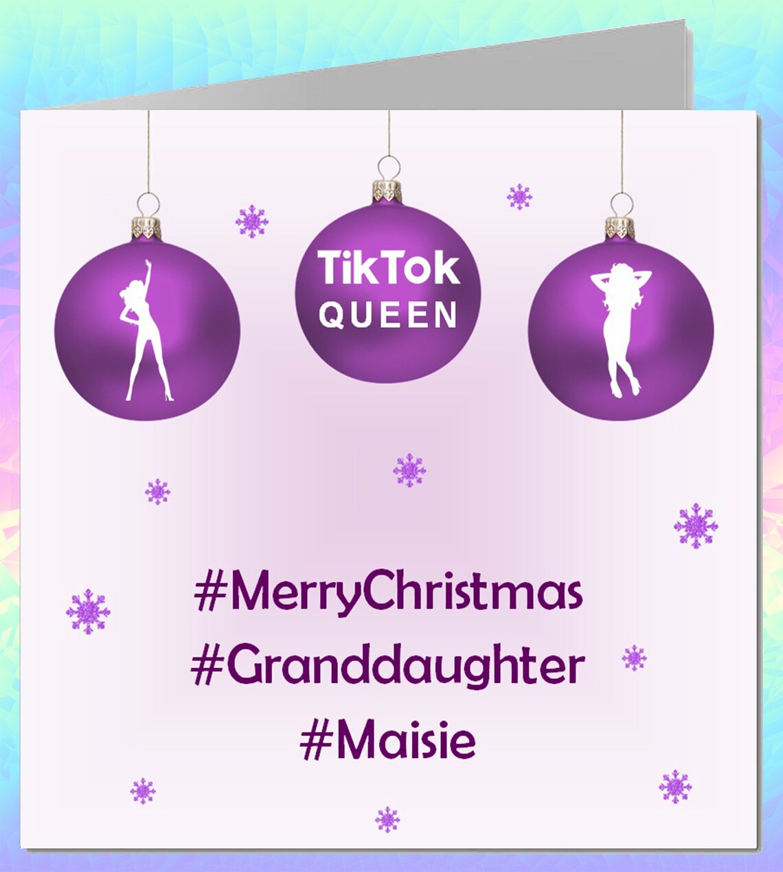 Personalised Christmas Card TikTok Tik Tok Girls Womens | Etsy
