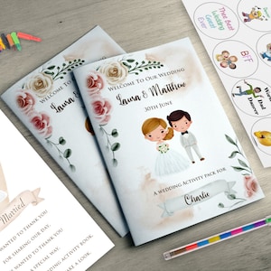 Wedding Activity Pack for Kids Book Favour With Stickers, Choose Your Bride & Groom, AB66