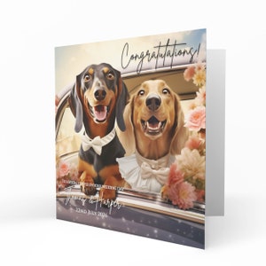 Personalised Wedding Day Card, Congratulations to the Bride and Groom, Dacshund