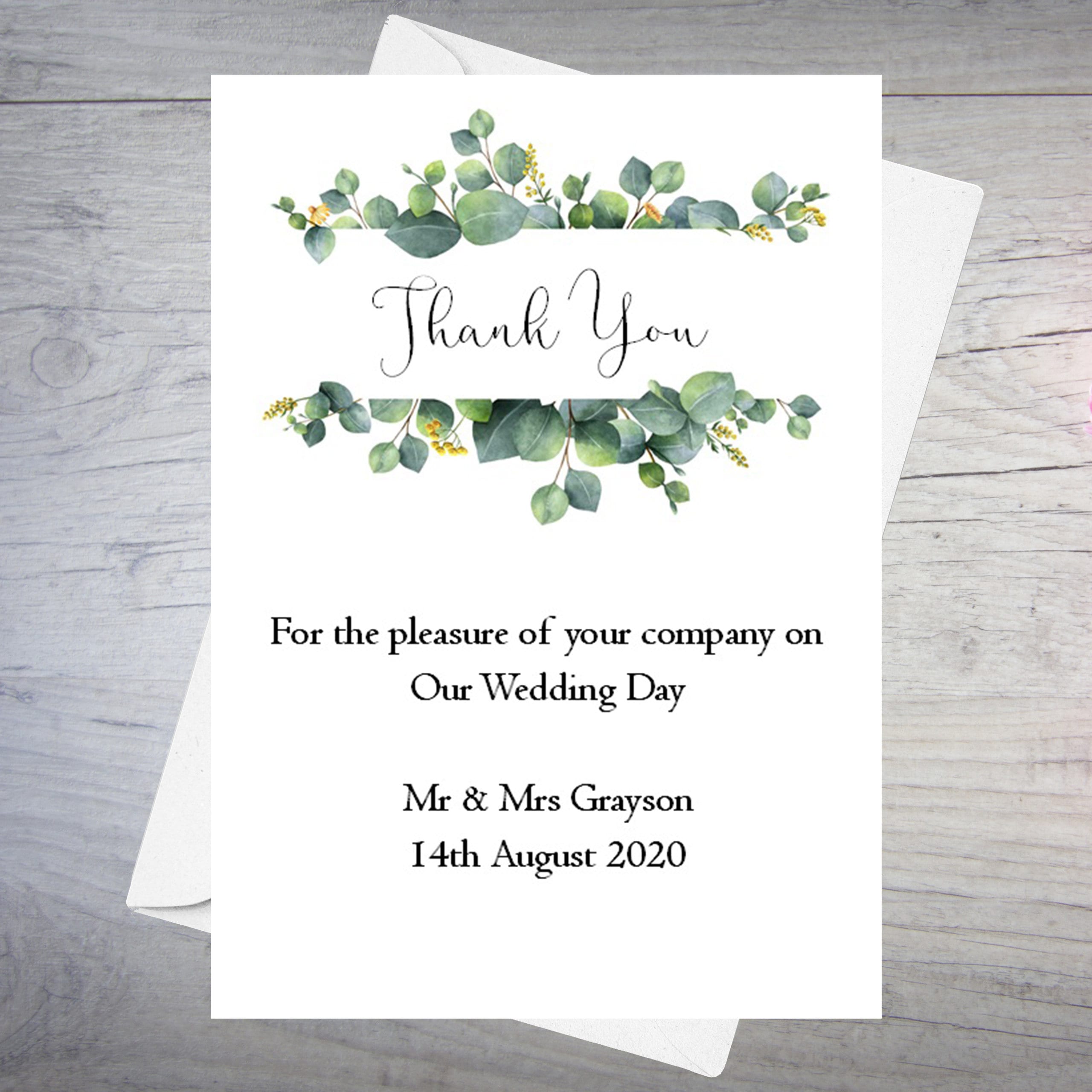 Envelopes packs of 10 Personalised Wedding Thank You Cards inc Photos 