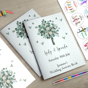 Personalised Children's Wedding Activity Pack Book Favour Kids, Eucalyptus, Sage Green AB41