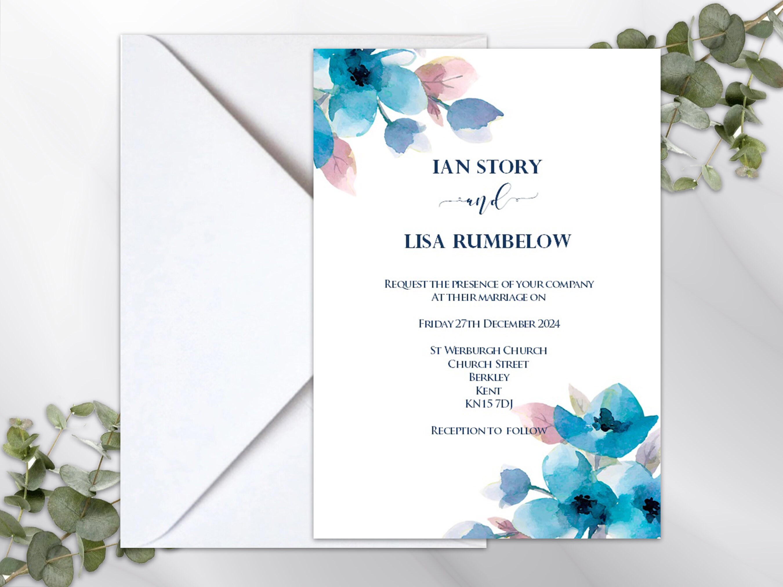 Day Evening RSVP Save the Date Personalised Watercolour Wedding Invitation Day Evening RSVP Save the Date Personalised Watercolour Wedding Invitation