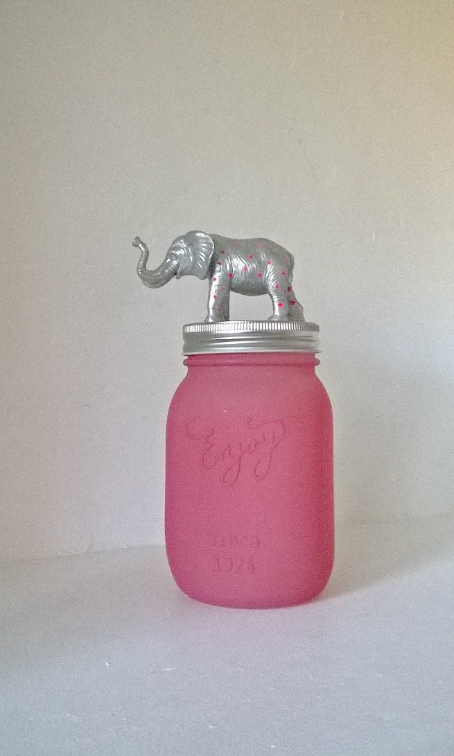 Esprit Scandinave Bocal /Jar Minimaliste L'étrange Planète Éléphant Argent à Pois Rose Fluo