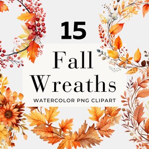 Corona de acuarela otoñal, descarga instantánea, otoño, colores otoñales, tema otoñal