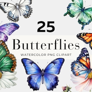 Watercolor Monarch Butterfly Clipart, Instant Download, Butterfly PNG, Butterfly Painting