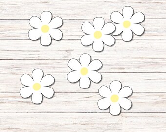Daisy Flower Stickers - Set of 6 | Vinyl Sticker | Water Resistant | Weatherproof