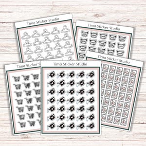 Household Chores Icon Stickers | Cart Icon | Laundry Icon | Washing Machine Icon | Stickers for Planners, Calendars, Bullet Journals